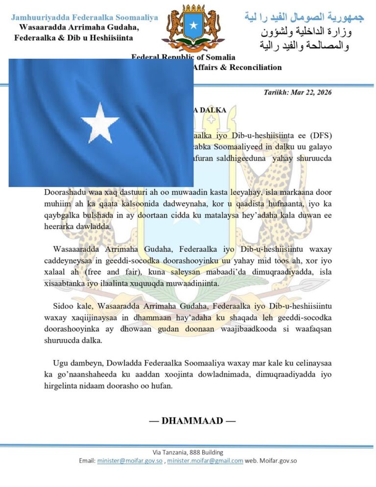 Somalia Says It Will Hold One-Person, One-Vote Elections Amid Growing Political Dispute. 9 656747932 1479722764194325 1125879352546749973 n