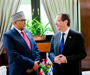 Somaliland President Irro Makes Historic Visit to Israel After Recognition. 12 Abdirahman Mohamed Abdullahi Irro and Isaac Herzog