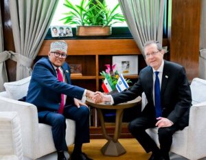 Somaliland President Irro Makes Historic Visit to Israel After Recognition. 11 Somaliland Israel Abdirahman Mohamed Abdullahi Irro Isaac Herzog